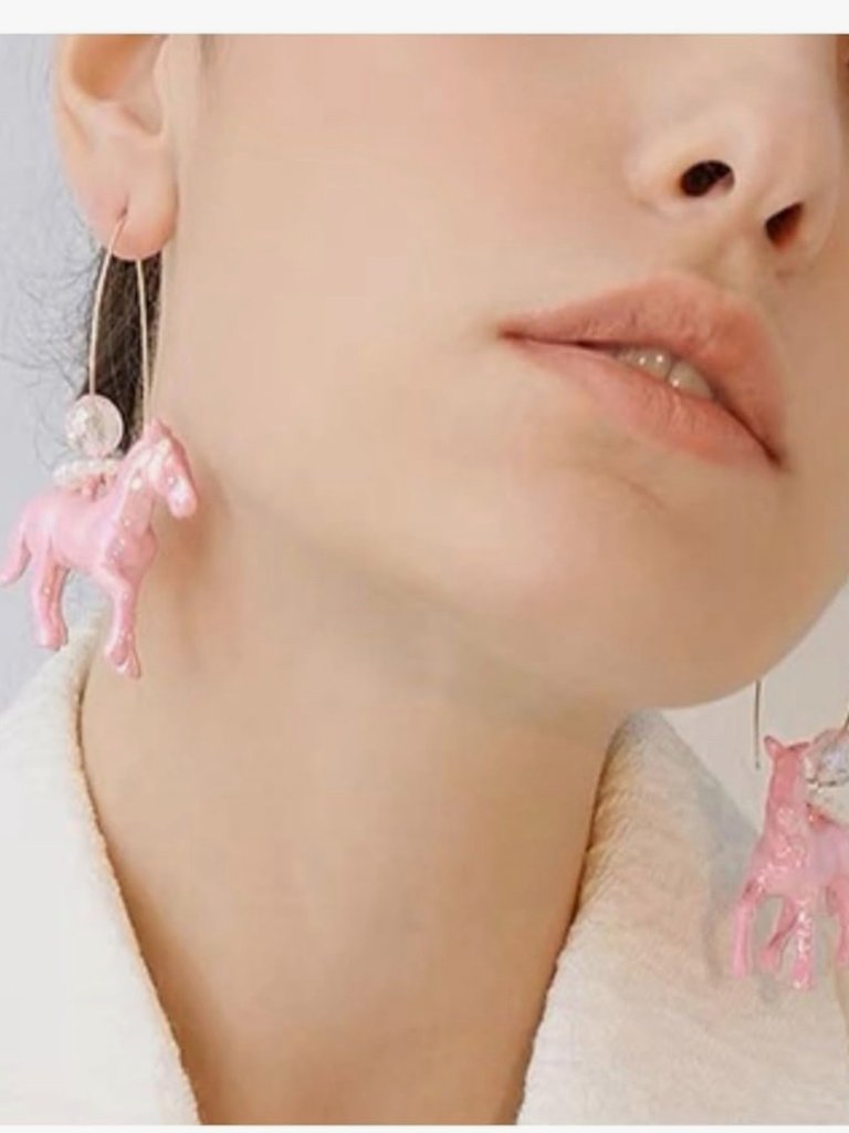 Pink Derby Horse Earrings  Statement Hoop Earrings  Kentucky Derby Inspired
